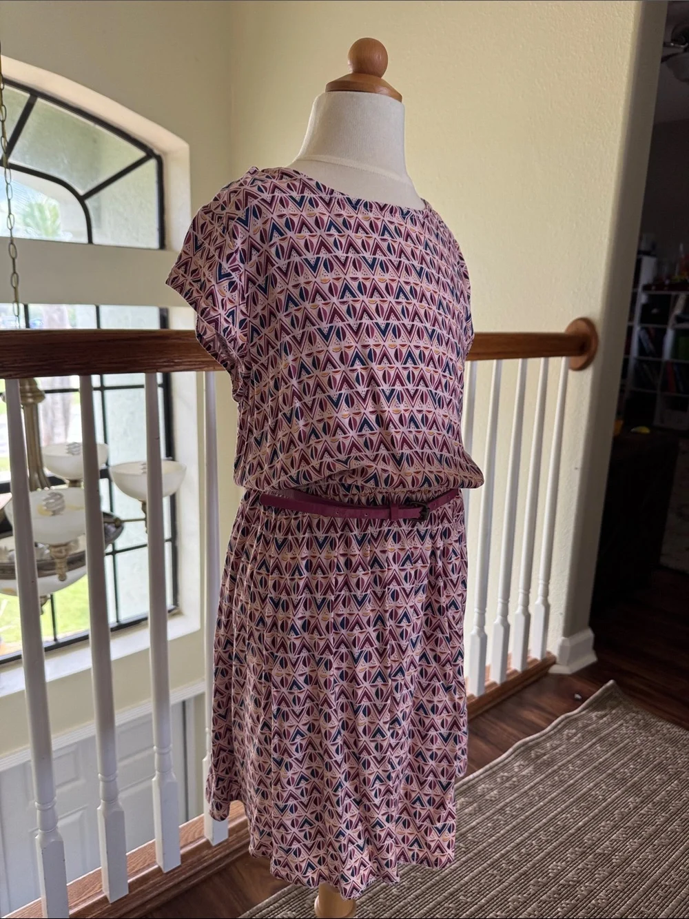 Crazy 8 Pink Geometric Belted Casual Dress
